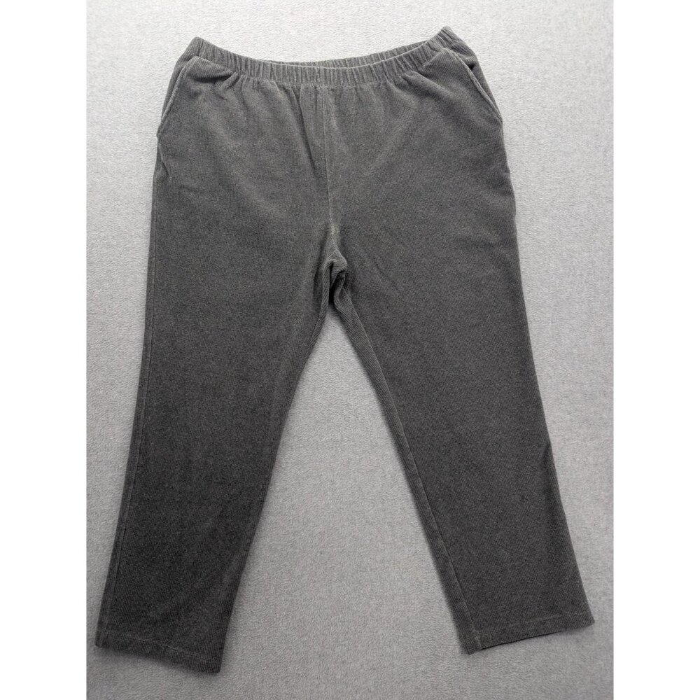 Lands' End Pants Womens 1X Gray Sweatpants Straight Leg Knit Elastic Waist Cozy